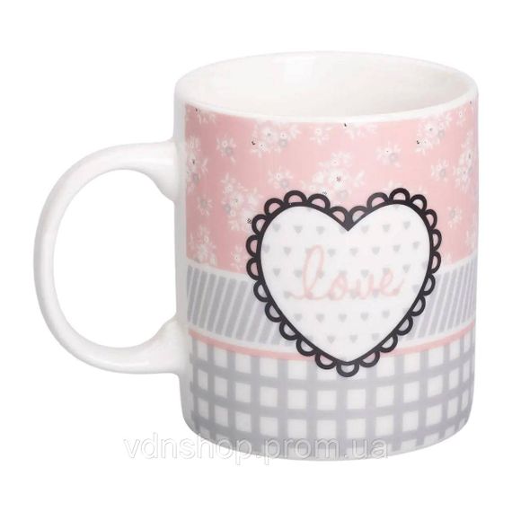 Чашка порцелянова 400 (мл) чашка для кави та чаю з написом та серцем Lugi RX-N240143GRE