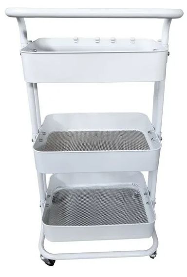 Етажерка з полицями для кухні та ванної на колесах Bonro Бонро B-023 білий (42400114) | Зображення 2