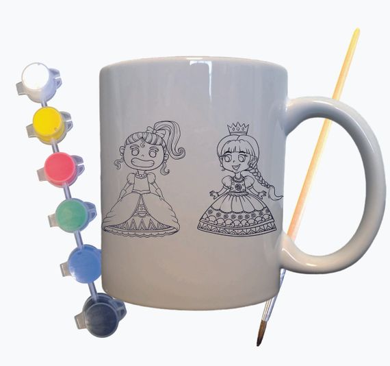 Набор для творчества кружка раскраска "Принцессы" 330 мл белая
