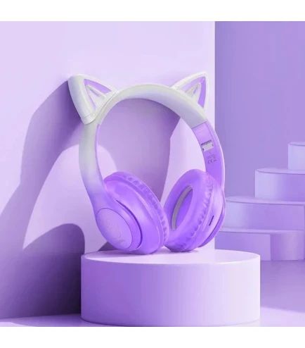 Бездротові блютус навушники з мікрофоном HOCO W42 Cat ears фіолетовий | Зображення 1