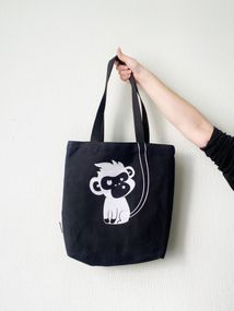 Экосумка шоппер 4Profi "Monkey" диагональ (хлопок) черная 14875