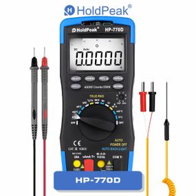 Мультиметр HoldPeak HP-770D професійний цифровий (TrueRMS 40000 відліків 1000В 20А AC/DC 40МОм 100мФ 1000°C 10МГц NCV)