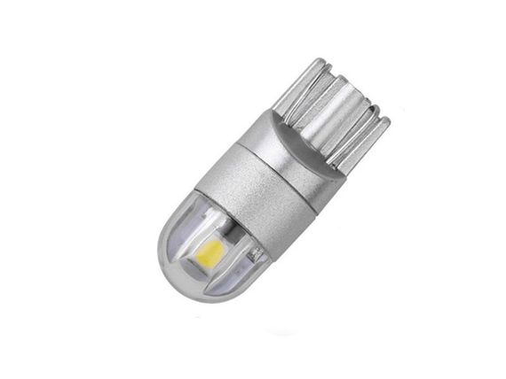 Светодиодная лампа AllLight T10  2 диода 3528 ЛИНЗА W2,1x9,5d 12V WHITE (серая основа)