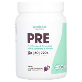 Передтренувальний комплекс Nutricost Women, Pre-Workout Complex With B-Vitamins &amp; Folate 720 g (Grape)