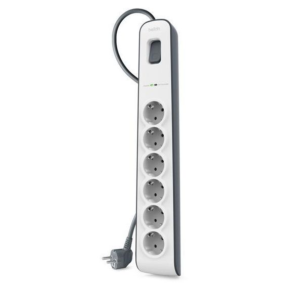 Сетевой фильтр Belkin 6хSchuko, c защитой от перенапряжения 650 Дж, 2m, white (BSV603vf2M)