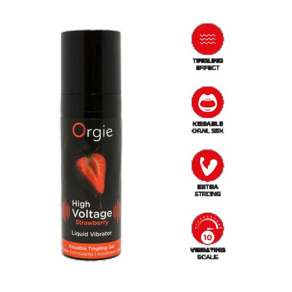 Рідкий вібратор Orgie High Voltage – Strawberry, 15 мл, ефект мурашок, дуже потужний, смак полуниці | Зображення 1