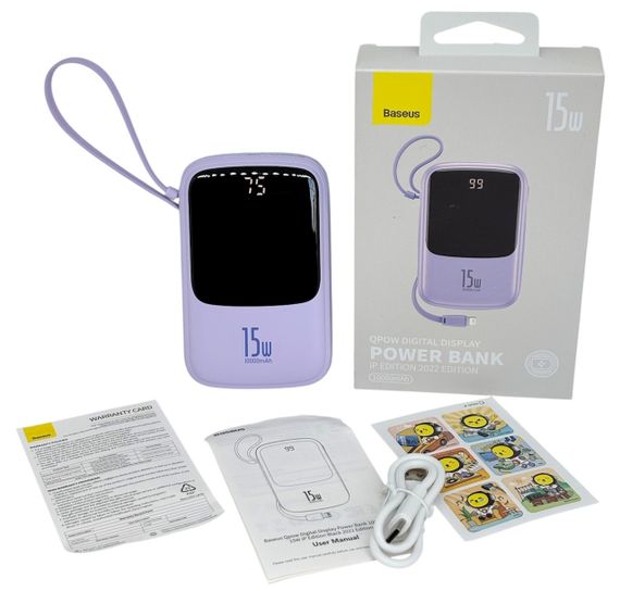 Power Bank 10000 mAh 15 W BASEUS реальна ємність з кабелем зовнішній акумулятор павербанк | Зображення 5