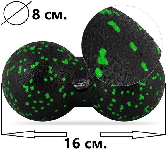 Набір для масажу та йоги PowerPlay PP_4093 EPP (3 м'ячики + валик масажер 15*5,3см.) Green  + резинка 5,5 кг. | Зображення 6