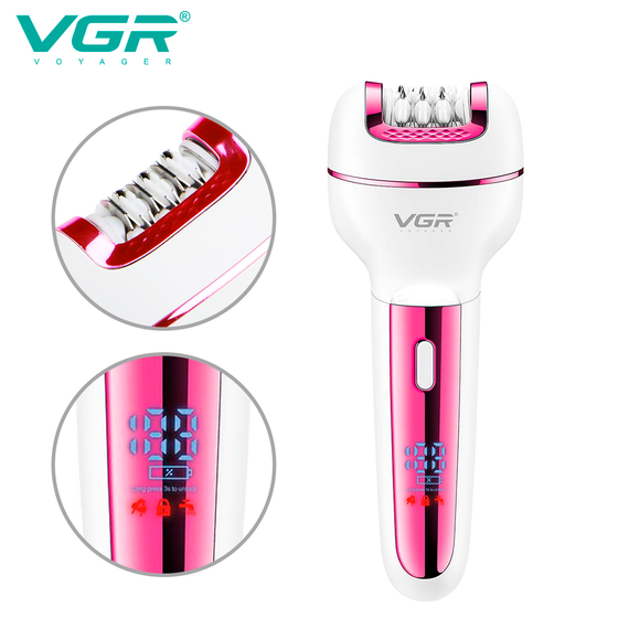 Епілятор VGR 3 в 1 V-732, 3 насадки, LED дисплей, зелений | Зображення 2