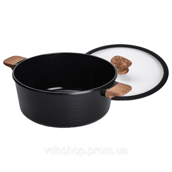 Алюмінієва каструля з керамічним покриттям антипригарним 7.7 л Ø 30 см чорна MGC HP-4-455B | Зображення 1