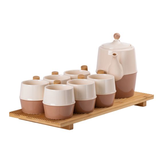 Чайный сервизна 6 персон с бамбуковой подставкой коричневый HP-15-21 | Зображення 3