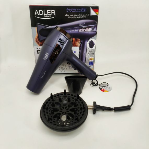 Фен для укладки локонов Adler AD 2273 2400Вт, Фен с режимом ионизации Мощный для волос KE-28 | Зображення 5