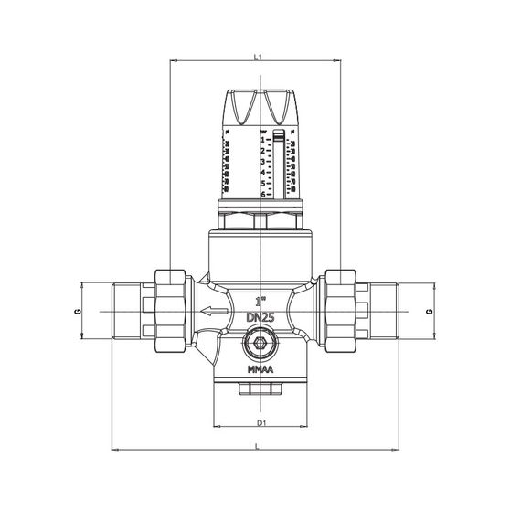 Редуктор давления Roho R1202-075 - 3/4"НН, PN25 (1-6 бар) мембранный (RO0146) | Зображення 1
