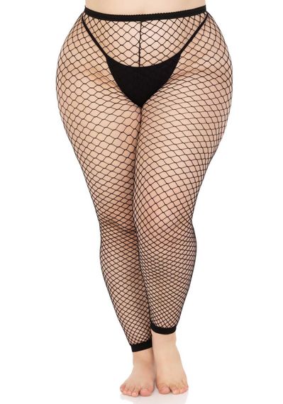 Колготки без стопи Leg Avenue Industrial Net footless tights, 1X/2X, чорні, в сітку | Зображення 1