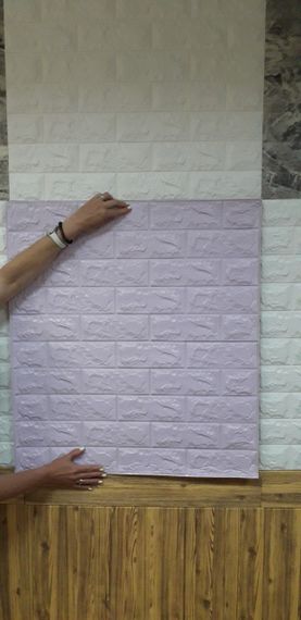 3D панель самоклеящая 70х77х0,5 см Обои под декоративный кирпич Самоклейка 3Д лиловый | Зображення 2