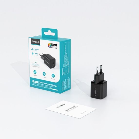 Мережевий зарядний пристрій Choetech PD5012-EU-BK, USB-A/USB-С | Зображення 3