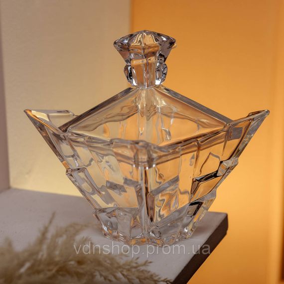 Сахарница с крышкой 16×16×19 см ваза Сахарница квадратная стеклянная HP-4-119 | Зображення 3