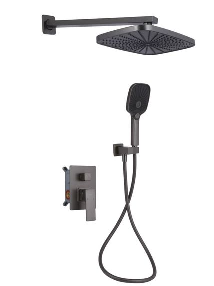 Душова система для душу Qtap Gemini Gunmetal Black PVD прихованого монтажу QTGEM113GMB45698