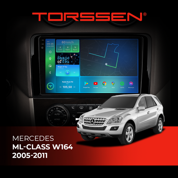 Штатна магнітола Torssen 2K Mercedes ML-class W164 2005-2011  FL9 4+64Gb 4G Carplay DSP