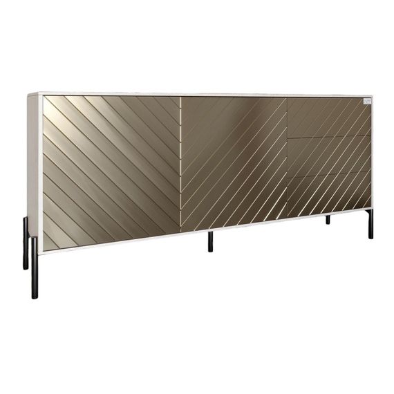 Комод з чорними металевими ніжками LION Амарант 168x40x76,5 см Бетон Style/Перламутровий металік (LION-041923) | Зображення 1
