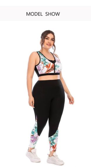 Фітнес костюм plus size з яскравим принтом | Зображення 1