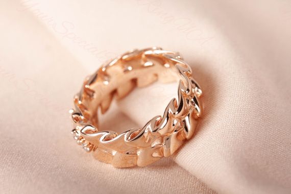 Кольцо из красного золота с фианитами 16 | Зображення 2