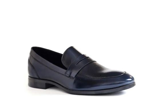 Кожаные туфли лоферы синего цвета 44 размер | Зображення 1