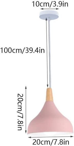 Подвесная лампа COSFEEL E27, фиолетовая, ретро, скандинавский стиль, металл+дерево, для кухни, спальни | Зображення 4