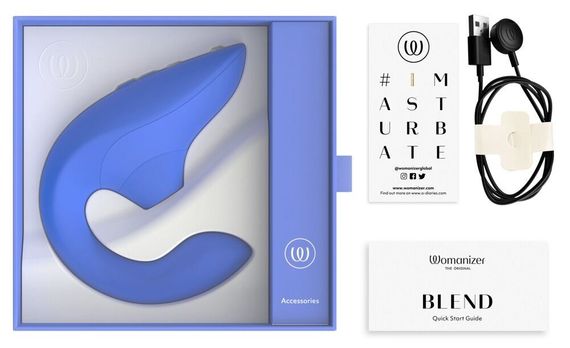 Вагінально-кліторальний стимулятор Womanizer Blend Vibrant Blue, вібрація + вакуум, 2 мотори | Зображення 5