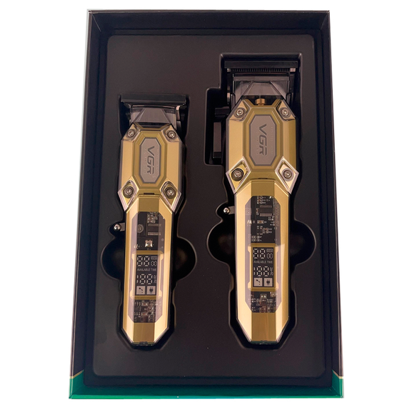 Набір для стрижки VGR 2 в 1 V-600&amp;900 GOLD, машинка для стрижки і тример, 10 насадок, LED дисплей | Зображення 6