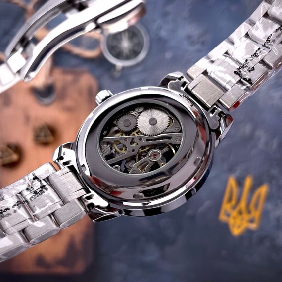 Класичний чоловічий годинник Awarder 022 Silver-Black Mechanic Metall Не Забуду Дім | Зображення 3