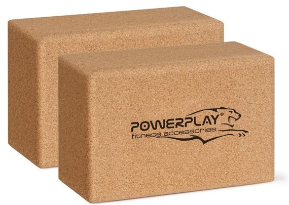 Блоки для йоги 2шт. Паверплей PP_4006 из пробкового дерева Cork Yoga Block (пара) | Зображення 1