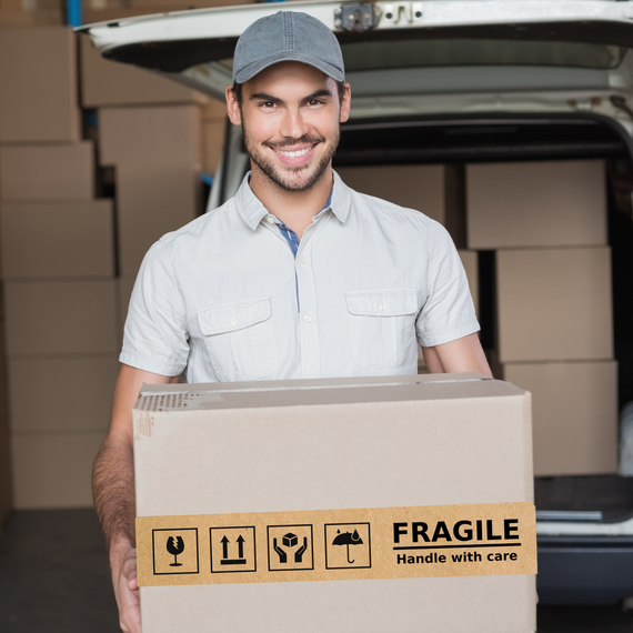 Скотч этикетка крафт "Fragile"​​​​​, 50х294 мм (100 шт/рулон) с принтом, самоклеющаяся Viskom | Зображення 4