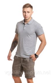Футболка чоловіча ПОЛО - Сірий Меланж з коротким рукавом