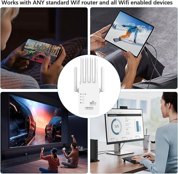 Мощный Wi-Fi ретранслятор 2.4G с 6 антеннами / маршрутизатор / усилитель вай фай сигнала | Зображення 1