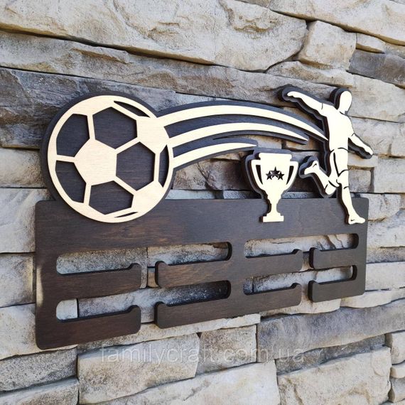 Медальница Деревянный держатель для медалей Органайзер для наград футбол | Зображення 1