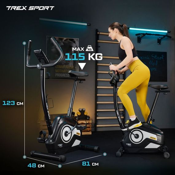 Велотренажер Trex Sport TX-400MB Reck магнітний чорно-білий | Зображення 4