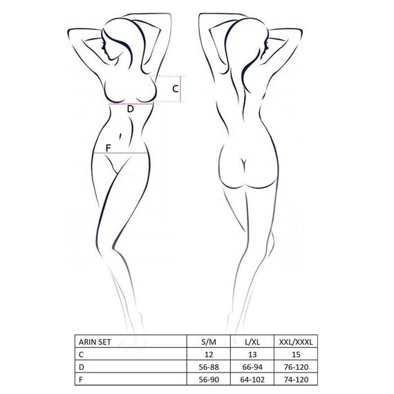 Комплект білизни Passion Exclusive ARIN SET L/XL, black, сітчастий ліф і стрінги | Зображення 4