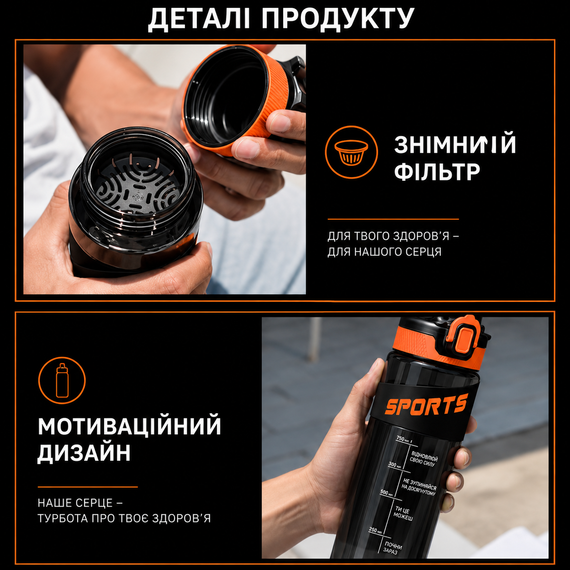 Еко-пляшка KANGZYUAN 500 мл — Чорна Tritan BPA-free, ударостійка, спортивна з ергономічною кришкою | Зображення 4