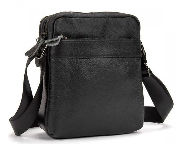 Чоловічий шкіряний месенджер Tiding Bag чорний