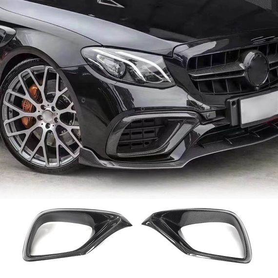 Накладки на передній бампер (для E63 AMG 2016-2019, Карбон) для Mercedes E-сlass W213 рр