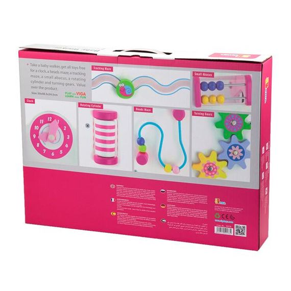 Ходунки-каталка Viga Toys з бізібордом рожевий (50178) | Зображення 2