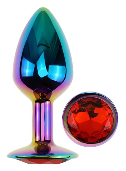 Анальна пробка з кристалом EGZO - Multicolor Round Plug Red size S Sex Aura | Зображення 1