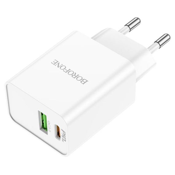 Мережевий зарядний пристрій BOROFONE BA69A Resource PD20W+QC3.0 charger White | Зображення 3