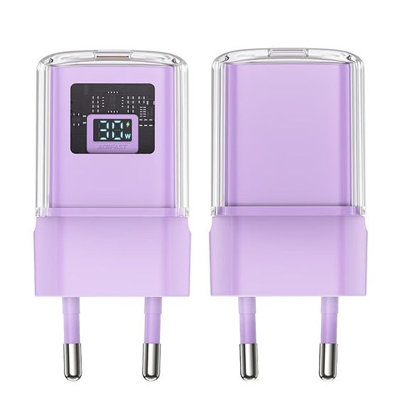 СЗУ Acefast A53 Sparkling series PD30W GaN (1USB-C) Alfalfa purple | Зображення 1