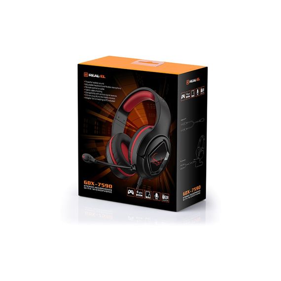 Навушники REAL-EL GDX-7590 Black-Red | Зображення 9
