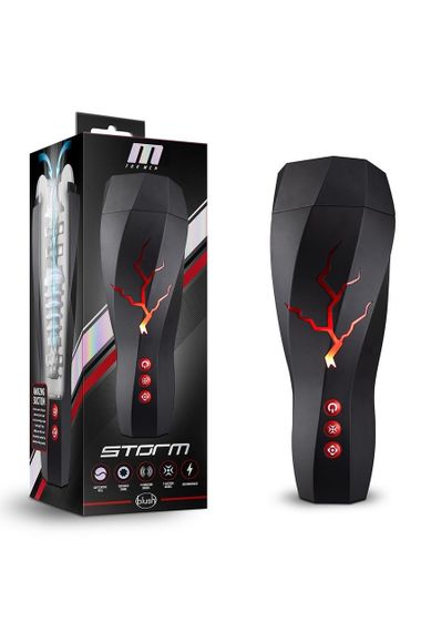 Мастурбатор с вакуумным эффектом Blush M For Men Storm в черной колбе sexstyle