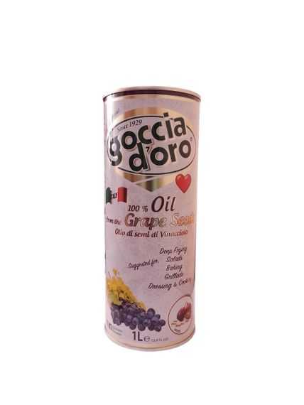 Масло виноградной косточки Goccia D'oro - Виноградное масло - 1л (ИТАЛИЯ) - ОРИГИНАЛ (примятая банка)