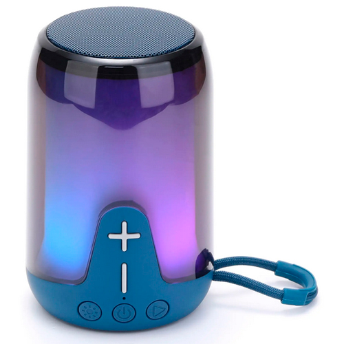 Портативная Bluetooth колонка TG652 с RGB подсветкой и функцией громкой связи, радио, синяя