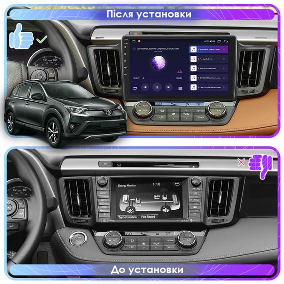 Штатная магнитола Lesko для Toyota RAV4 IV (CA40) Рестайлинг 2015-2019 экран 10" 2/32Gb 4G Wi-Fi GPS Top | Зображення 2